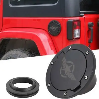 

Fuel Filler Door Cover Gas Tank Cap 4 Door ForJee Unlimited Wrangler JK Black