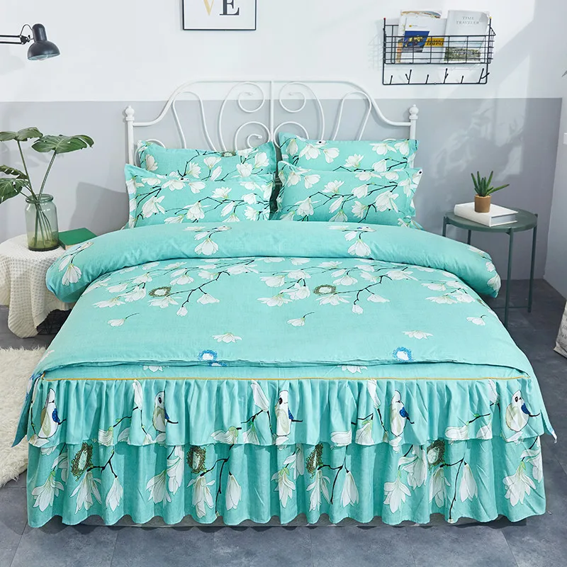 Четырехсекционная постельная юбка четырехсекционная матовая утолщенная теплая