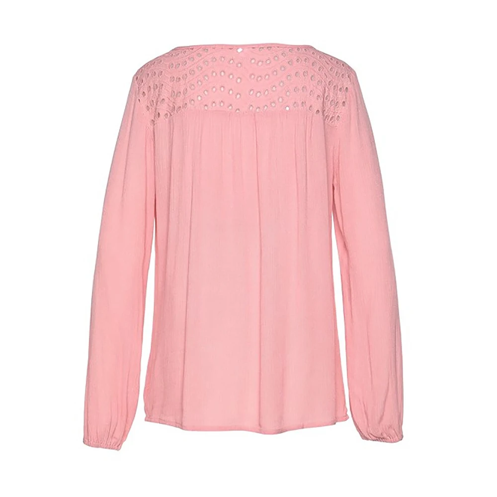 

European and American fashion chiffon hollow tassel autumn long-sleeved shirt women