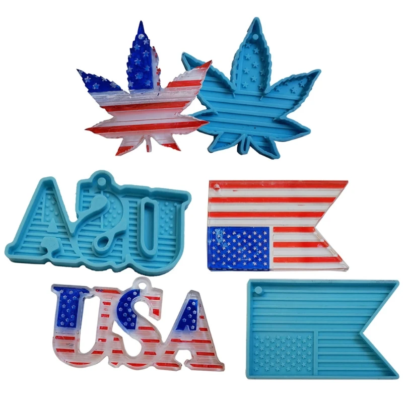 

Американский флаг брелок эпоксидная смола, форма колье и сережек с голубыми силиконовая форма «сделай сам», ремесла, ювелирные изделия, Кул...