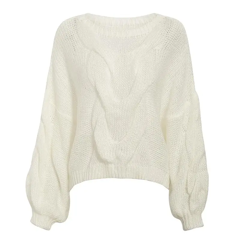 Misswim Casual loose mohair women pullover Autumn winter oversized sweater female lantern sleeve orange sweater jumpers mujer