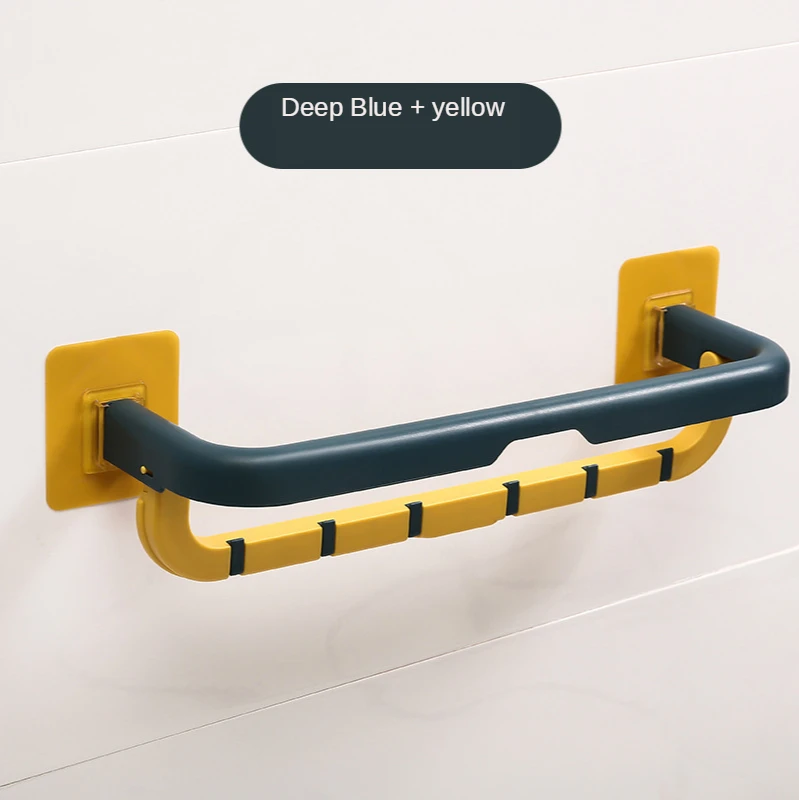 

Punch-free Toilet Double-layered Towel Pole Bathroom Suction Cup Hanger Towel Shelf Nordic Creative Folding Towel Rack