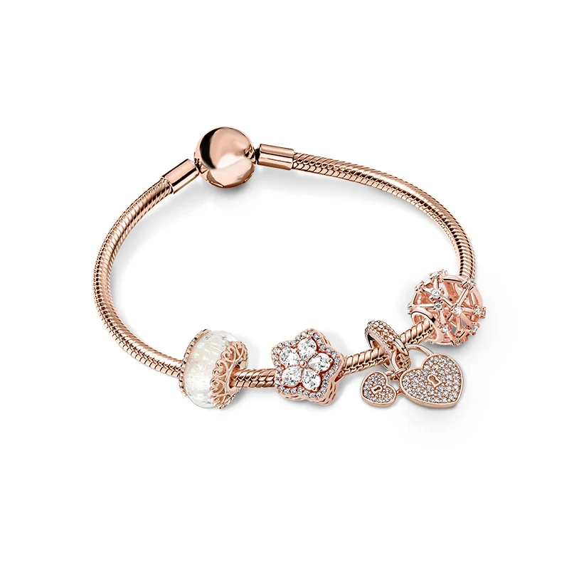 

925 Sterling Silver fit Original Pan Charms Bracelet 1:1 Bead For Women Snake Chain DIY Bracelet Jewelry Making Anniversary Gift