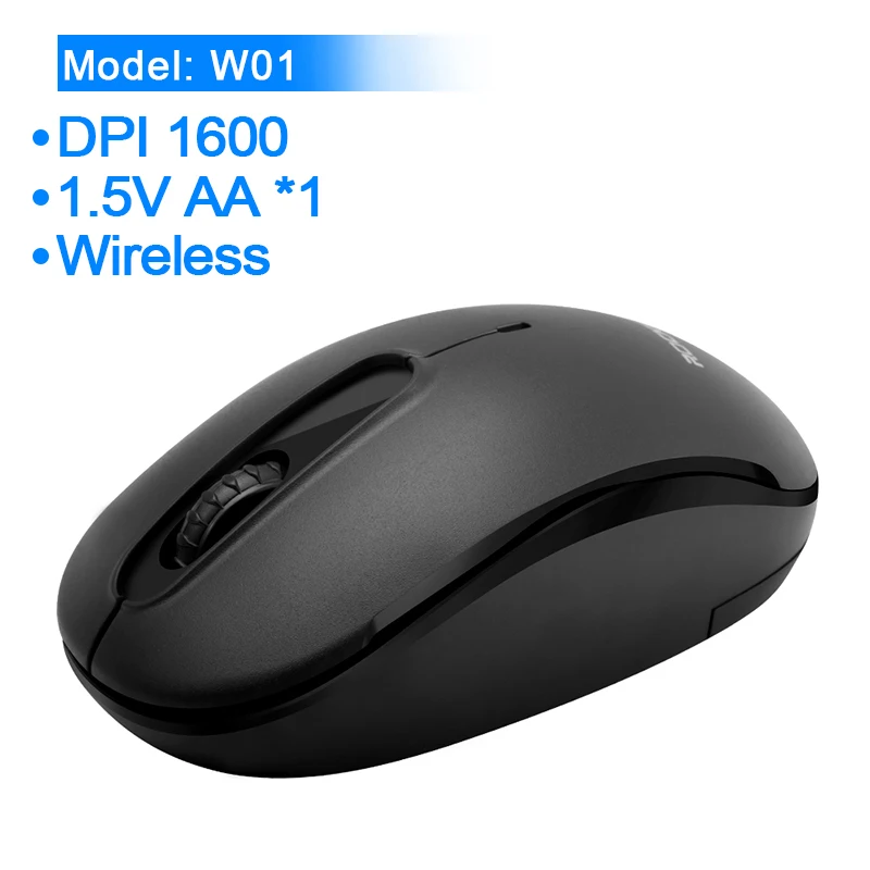W01-Black Rocketek USB беспроводная мышь 2,4G 1600 dpi 3 кнопки эргономичная Для imac pro macbook ноутбук ПК оптическая мини мышь Бесшумная - Цвет: W01-Black