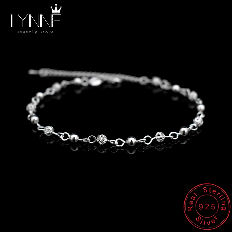 New Charm Hollow Ball Foot Chain Anklet 925 Sterling Silver Fashion Small Round Bead Ball Anklets Chain For Women Jewelry Gift
