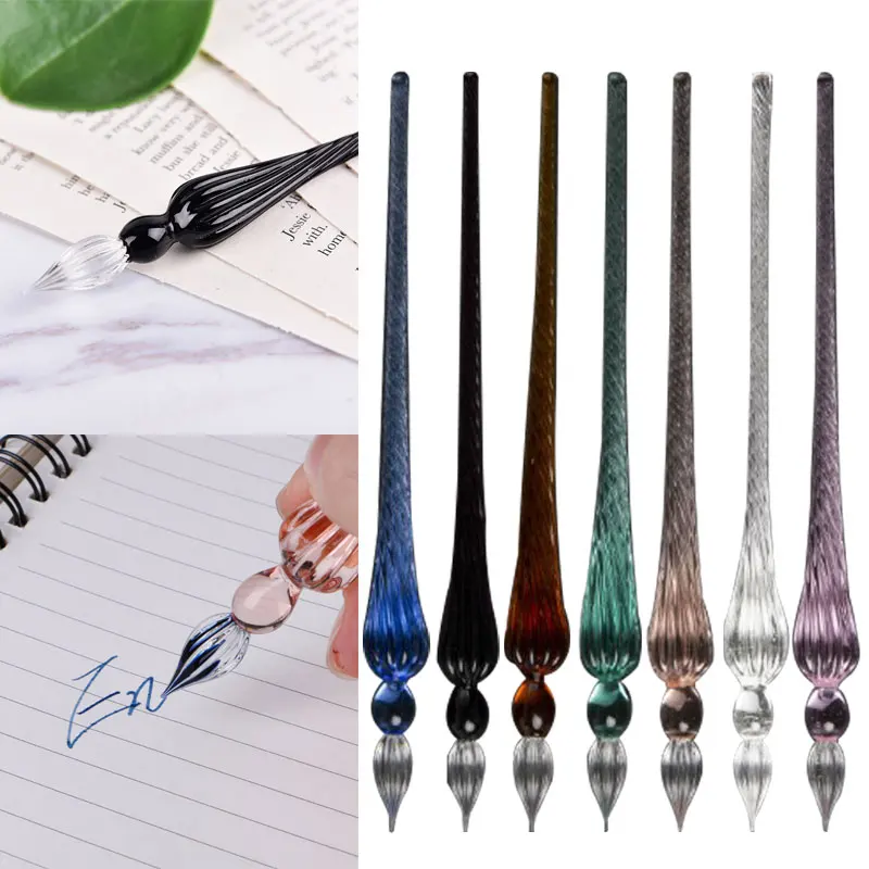 Стеклянная Ручка для капельного фонтана винтажная погружения фирменная ручка