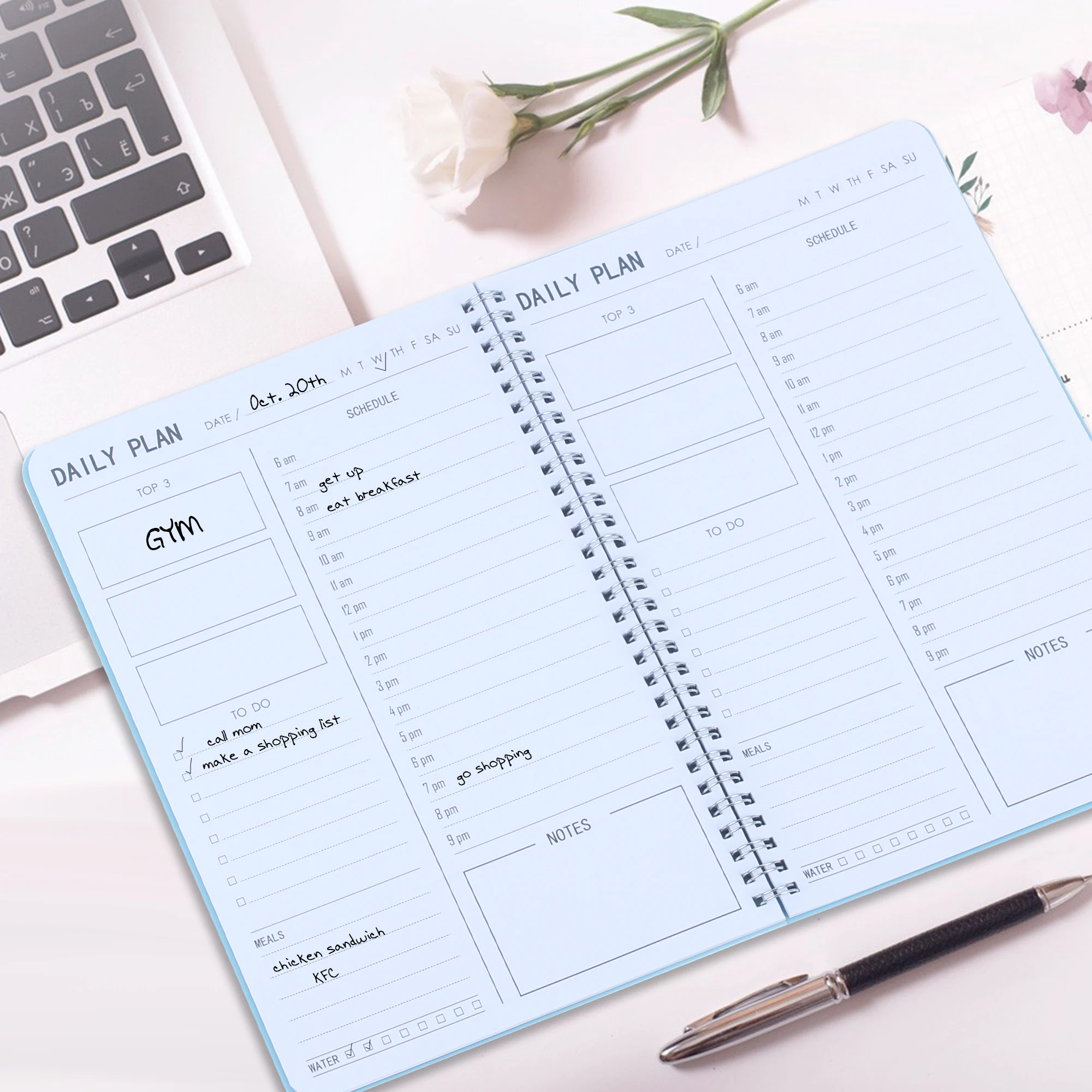 Синий ежедневный Еженедельный блокнот гибкий ПВХ жесткий корпус личный дневник