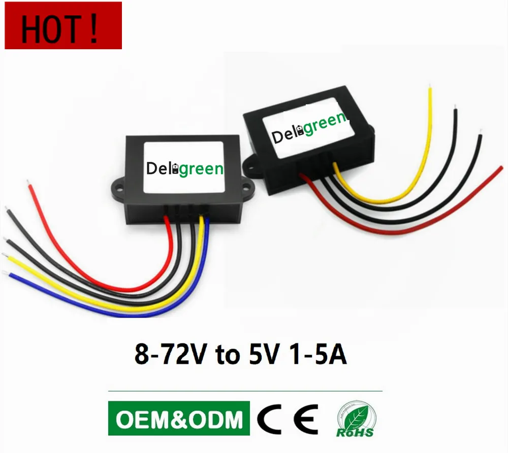 Dc 12V 24V 36v 48v 60v 8 72v to 5v dc преобразователь с контроллером ACC понижающий 1A 2A 3A 4A