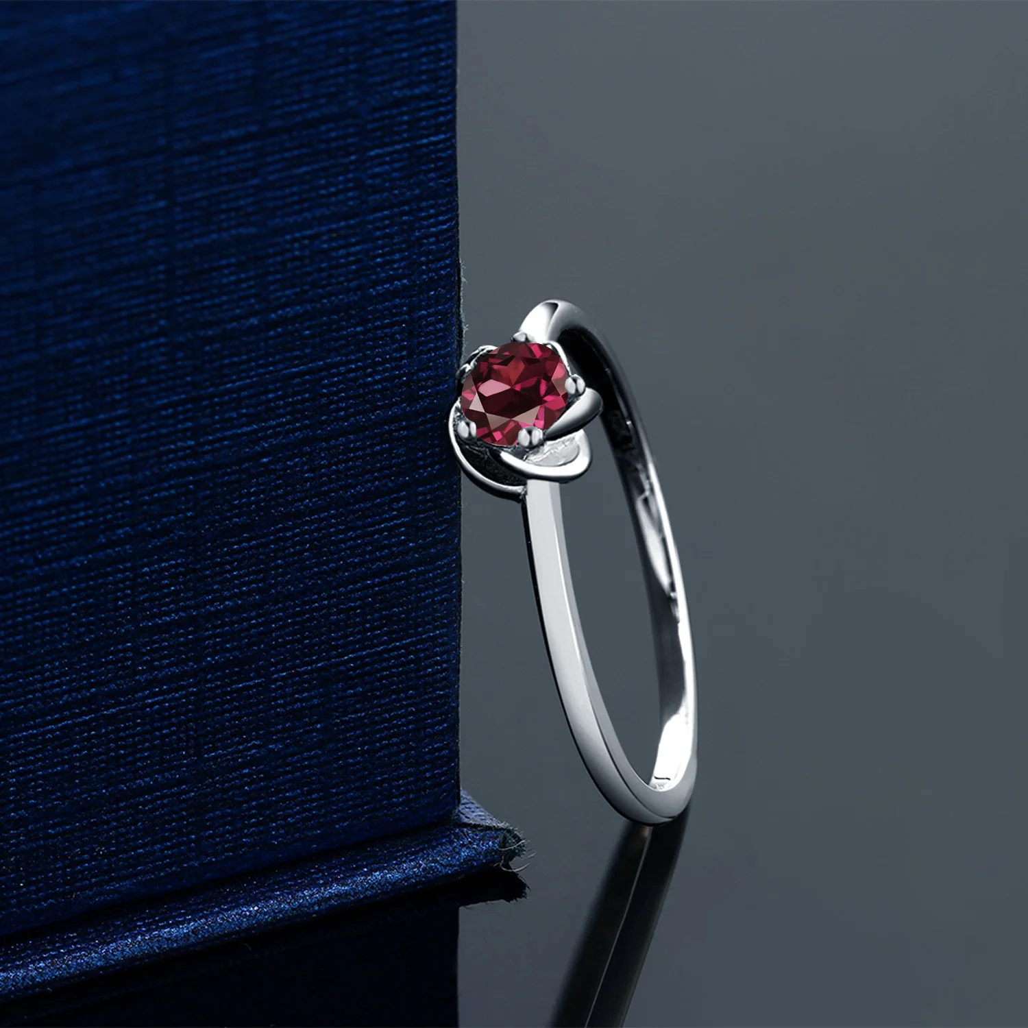 0 22 Ct Круглый красный родолит гранат 10K белое золото кольцо|ring ring|ring engagementrhodolite ring |