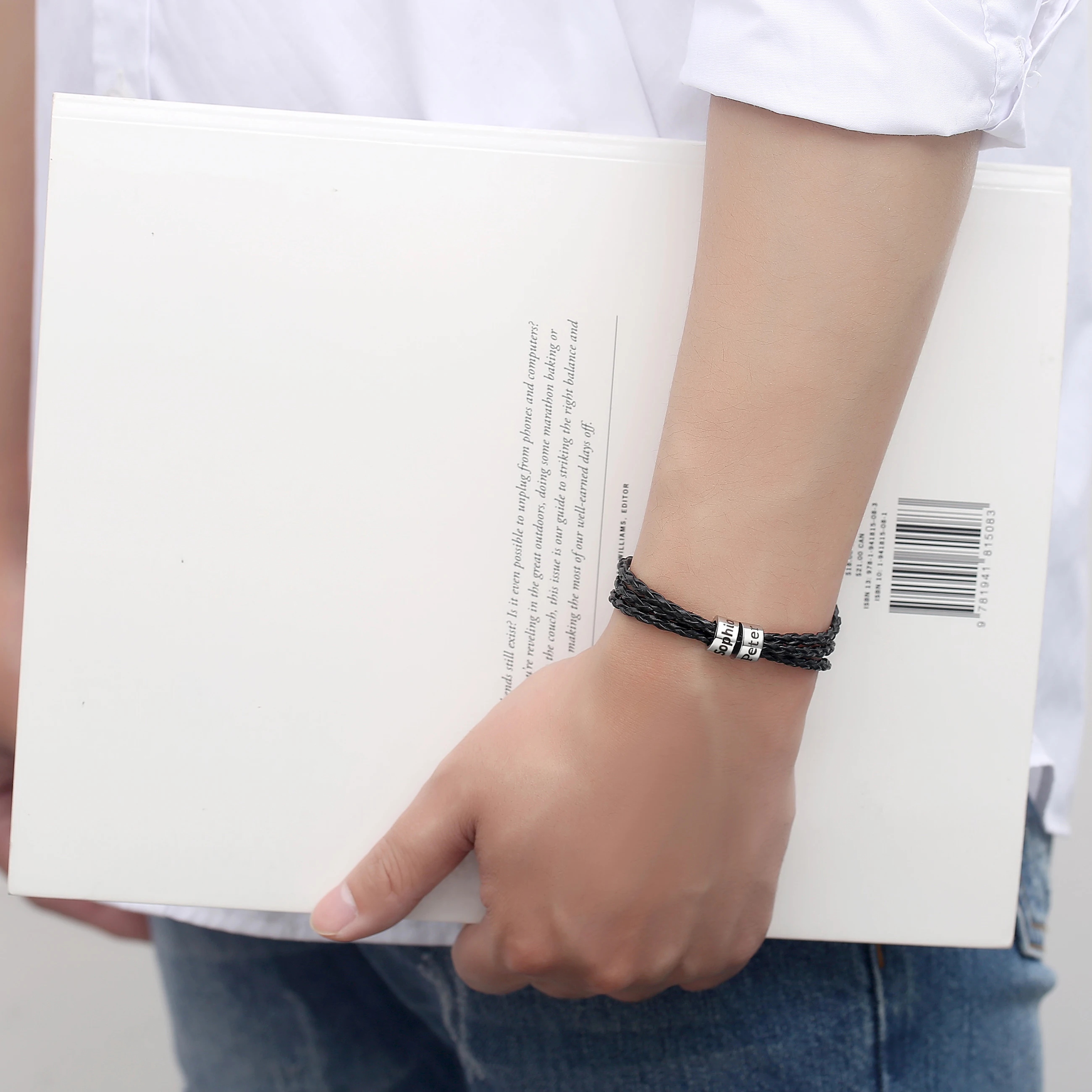 Индивидуальный титановая сталь плетеный веревочный браслет пользовательский