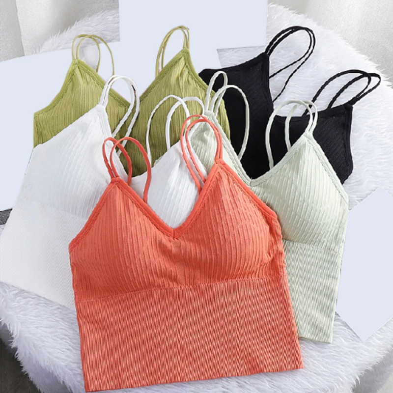 

Women's Sexy Seamless Crop Tops Sports Bra Tube Top Camisole With Removable Padded Underwear Female Tank Top
