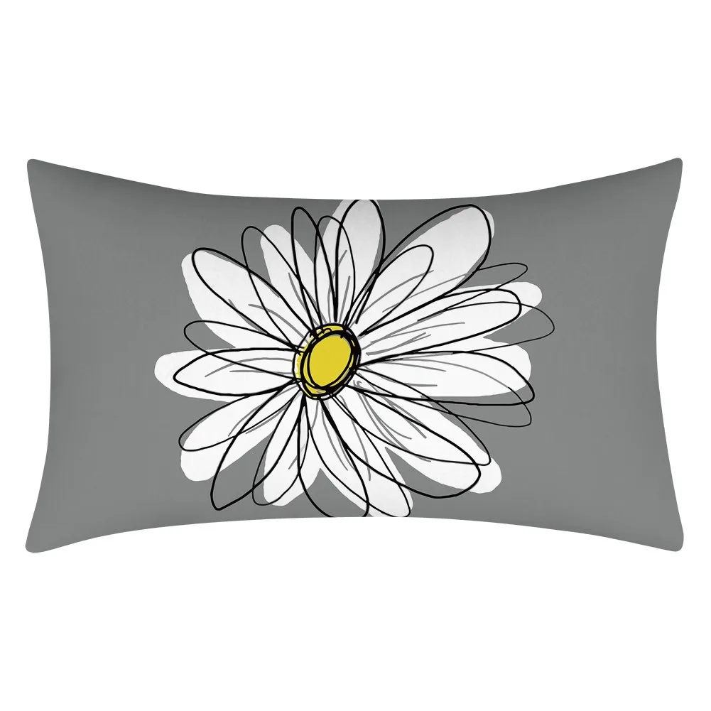 

Nordic Style Cushion Cover Daisy Gray Yellow Flowers Pillow Case Cushion Case Pillowcase Waist Cushion Home Sofa Car Decorative