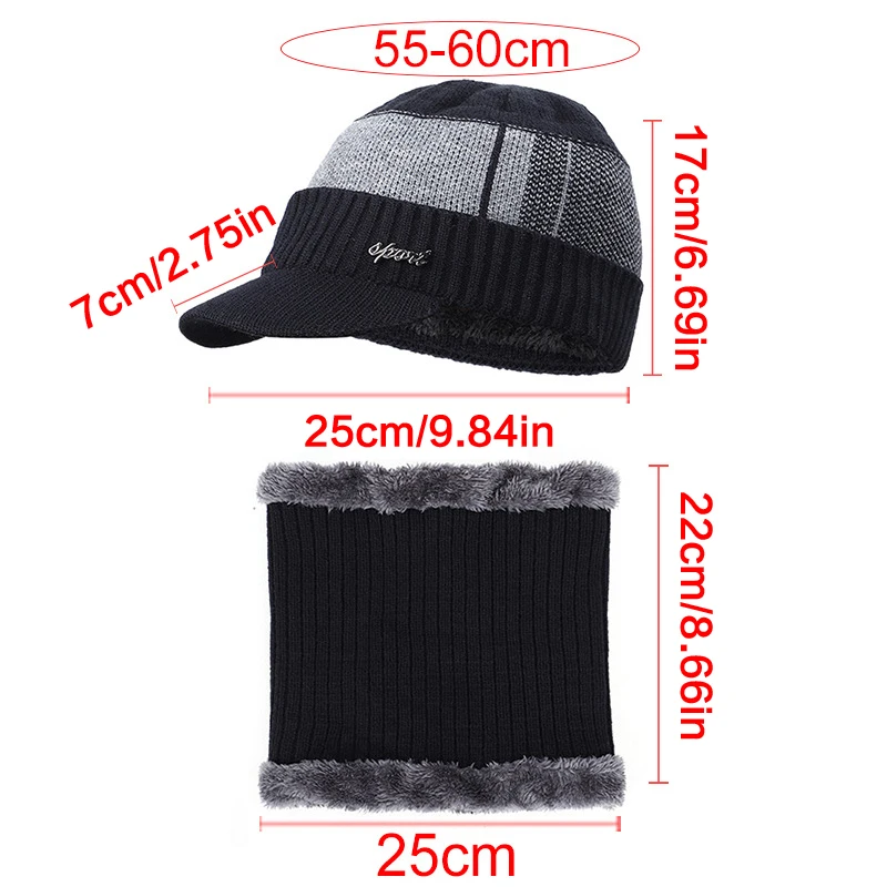 

1pcs hat and bib men's knitted hat bib autumn and winter plus fleece hat neck protection woolen hat J7G0884