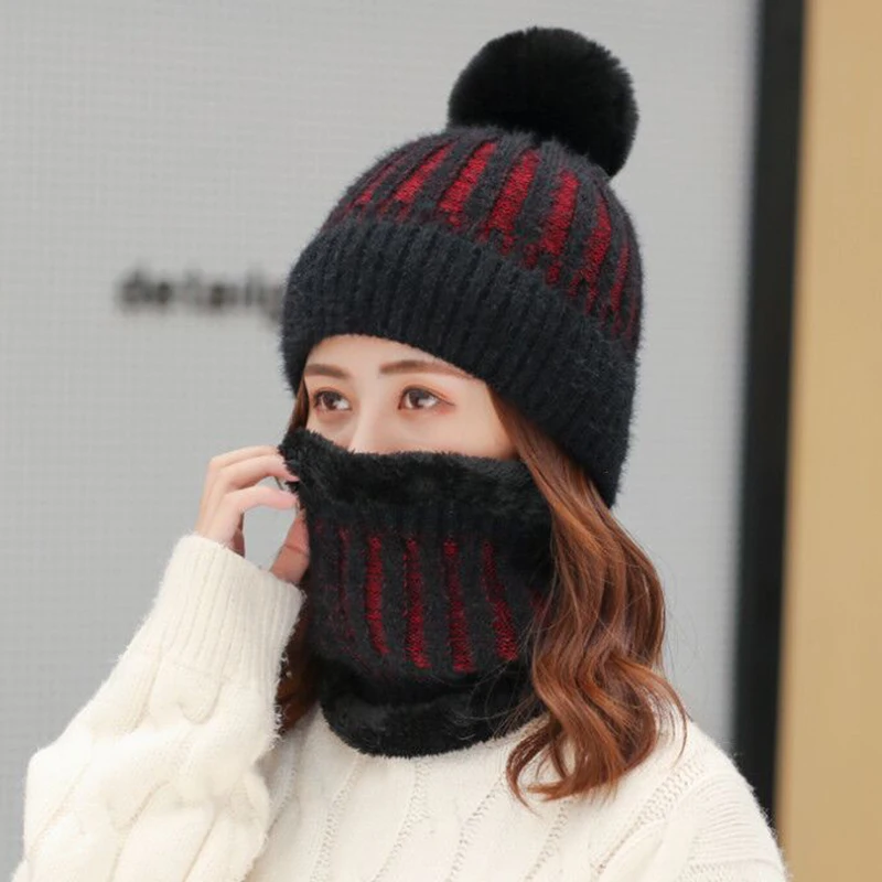 Женская Теплая Шапка бини зимние шапки для верховой езды зимняя женская вязаная