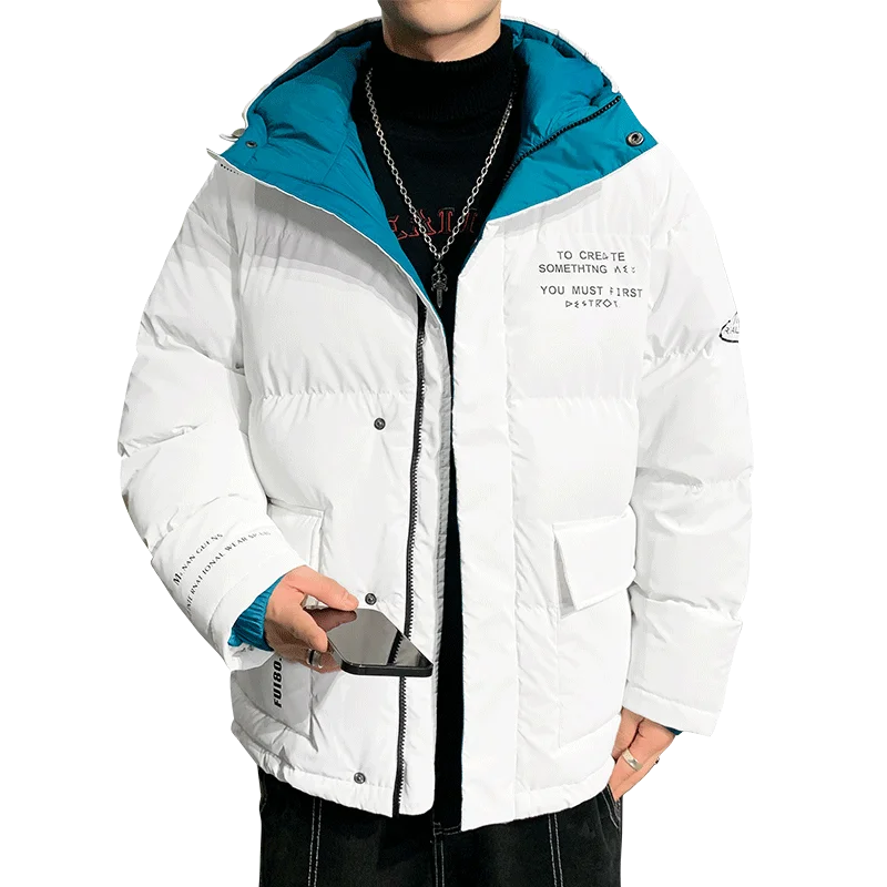 Fashion Winter Cotton-Padded Jackets Men's Outwear Hooded Parkas Casual Youth Thick Warm Coats Loose Tops Wadded Jacket Clothing