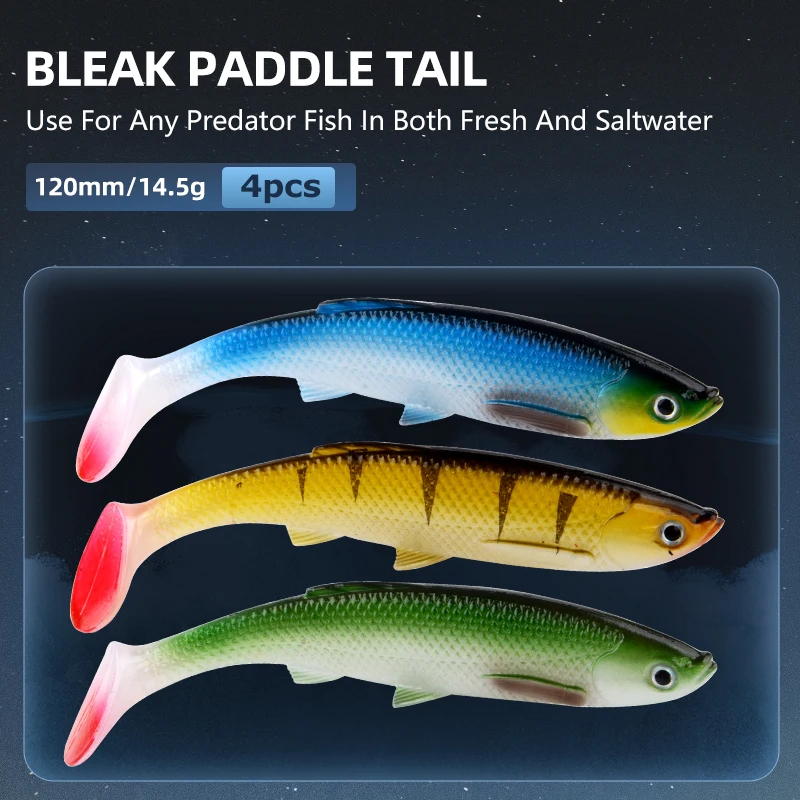 MEREDITH 4 73 &quotBleak Paddle Tail 14 5 г шт 120 мм мягкие приманки для рыбалки 3D Eyes T искусственные