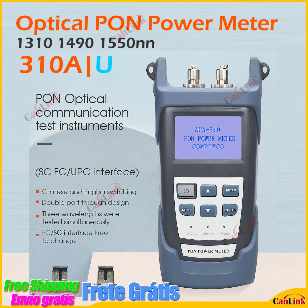 

AUA-310A оригинальный ручной оптоволоконный портативный измеритель мощности PON FTTX/ONT/OLT 1310/1490/нм, портативный Pon метр, AUA-310U, Лучшая распродажа
