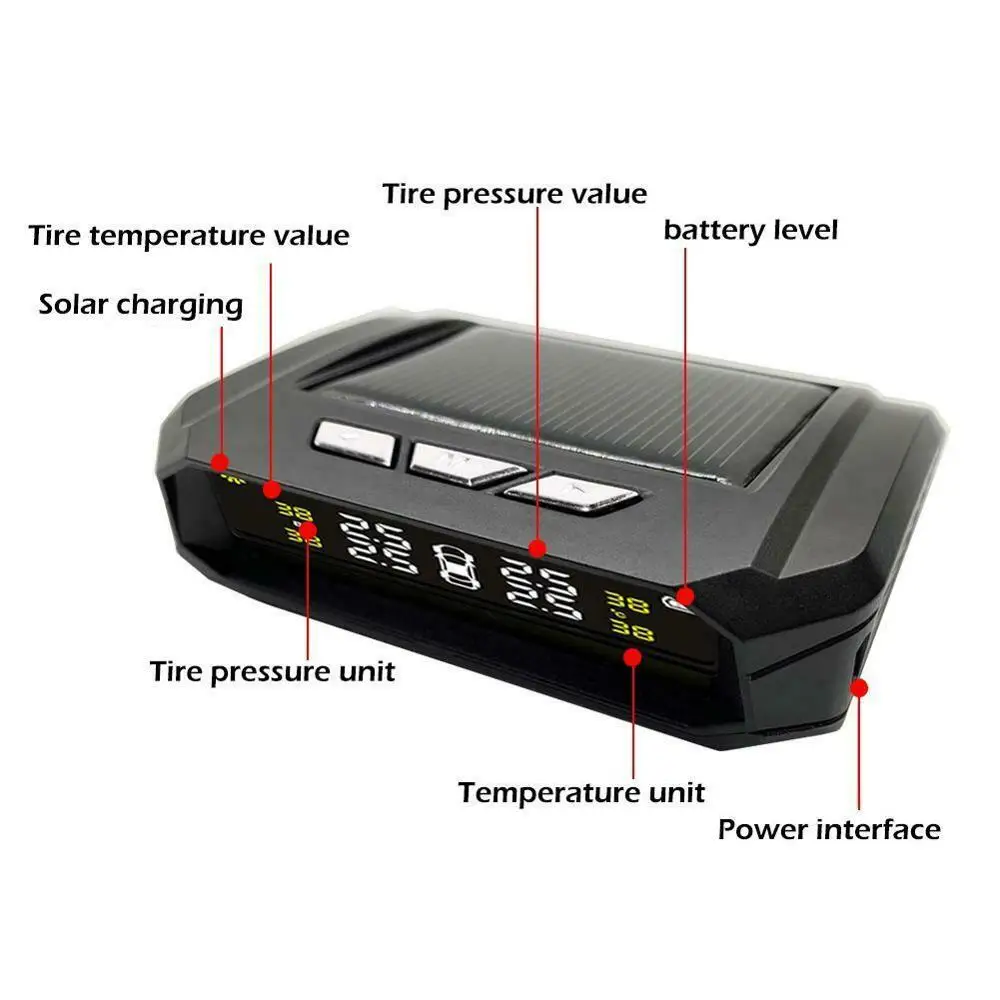 Система контроля давления в шинах беспроводная TPMS ЖК дисплей с солнечной