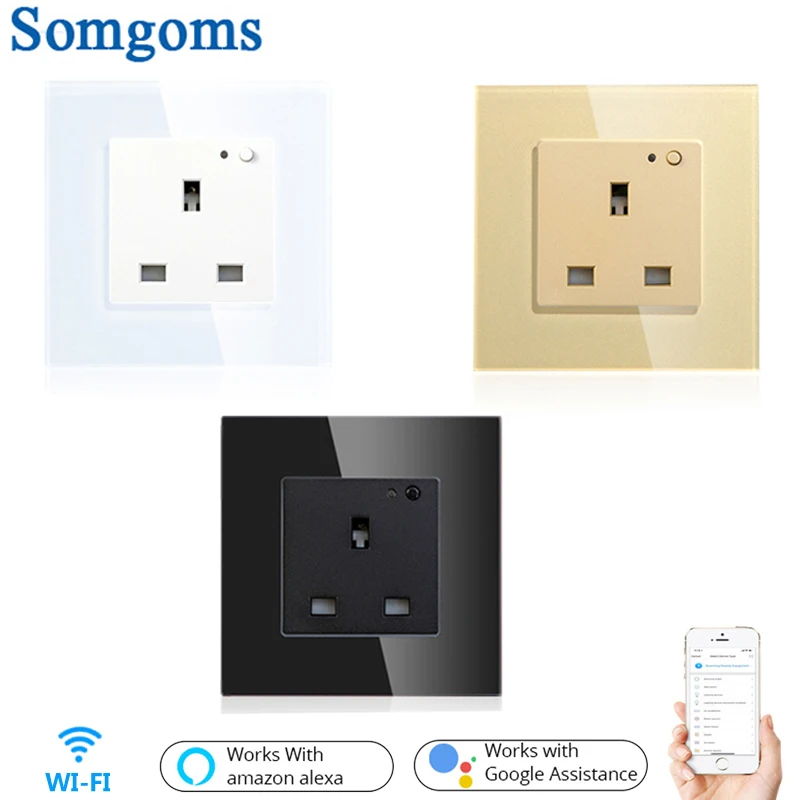 

UK Smart Wall Socket WiFi Socket 13A Remote Control Smart Life/Tuya APP Remote Control,Works With Alexa Google Home