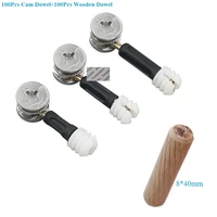 100pcs cabinet furniture zinc cam wheel connecting fitting dowel and nylon pre inserted nut 3 in 1 set with 100pcs wooden dowel