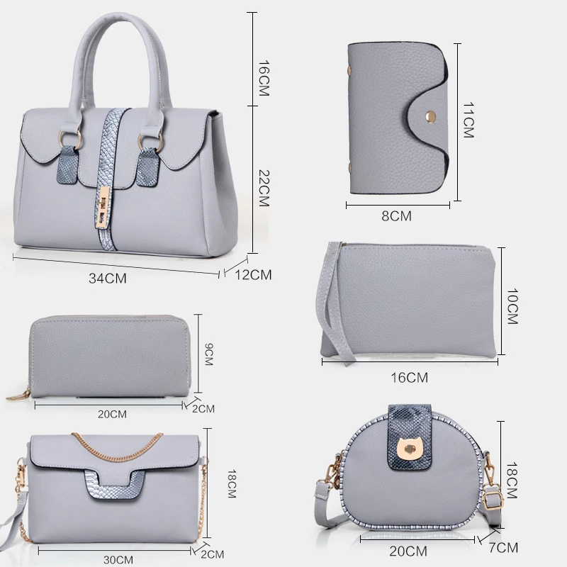 

2020 Autumn Winter Women Casual Handbag Female Six Piece Set Fashion Clutch Bags Large Capacity Shoulder Bag Ladies Purse