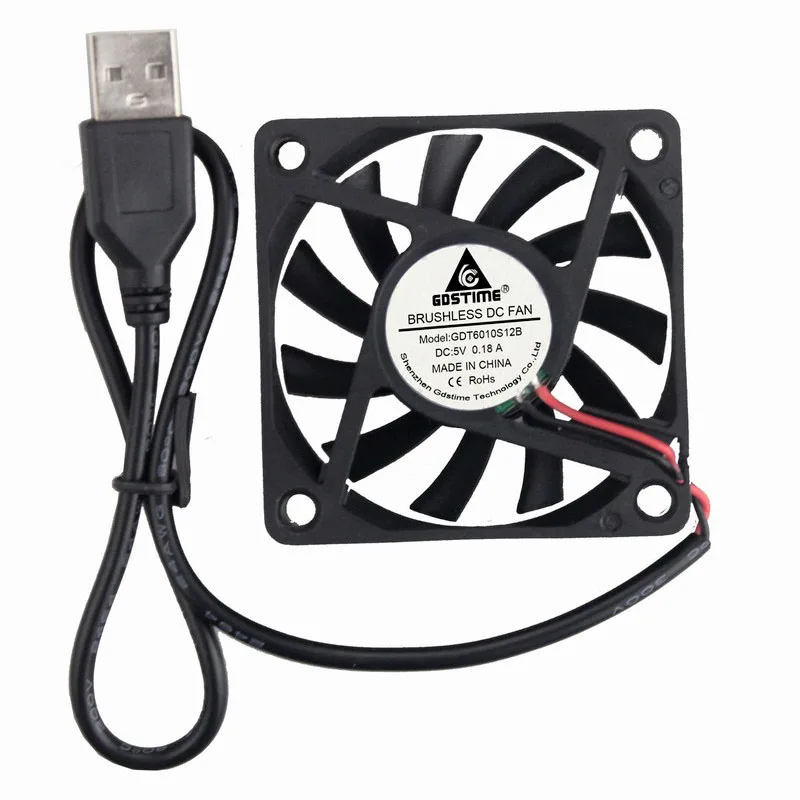 2 шт. Gdstime DC 5 В USB 6 см 60x60x10 мм 60 чехол для компьютера ПК Вентилятор охлаждения 6010
