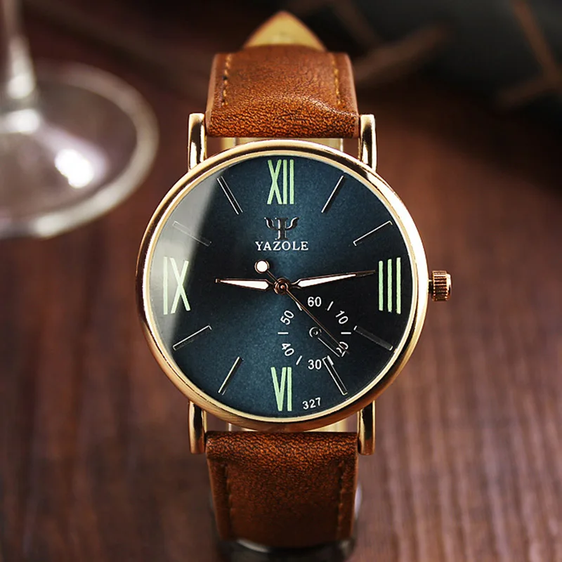 D-L YAZOLE Роскошные Брендовые мужские часы модный кожаный браслет reloj hombre кварцевые наручные часы под платье мужские деловые часы erkek kol saati - Цвет: D-L