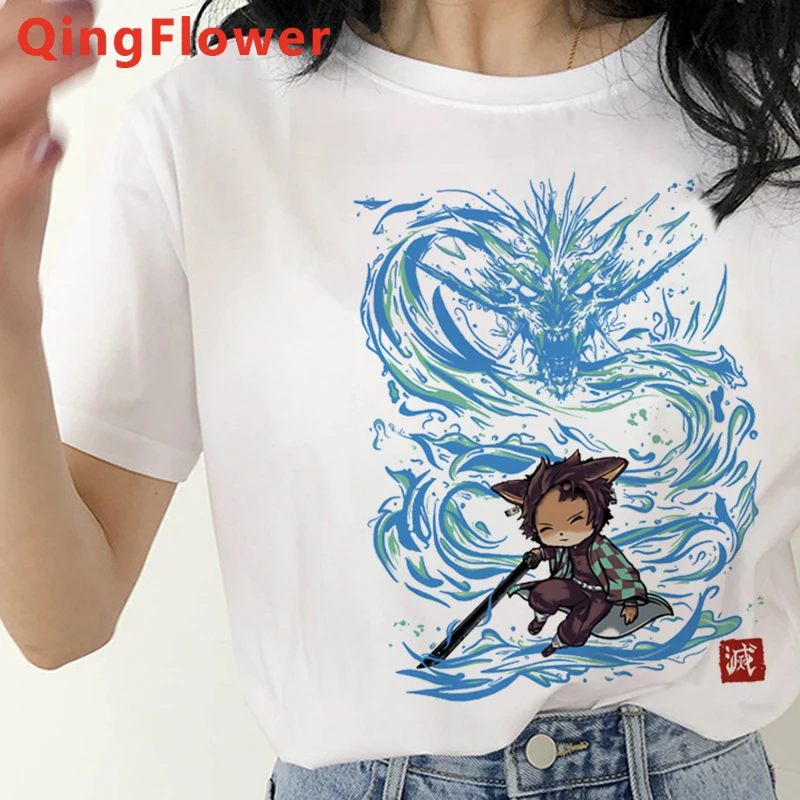 

Japanese Anime Demon Slayer T Shirt Women Ulzzang Harajuku Shirt 90s Cute Cartoon Graphic Kimetsu No Yaiba Kawaii T-shirt Female