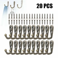 20pcs wall mounted hook single robe coat hat holder key hanger with 40 pieces screws home storage hook organize
