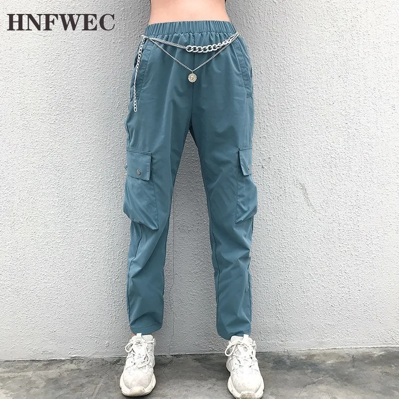 Женские синие брюки-карго с высокой талией свободные спортивные штаны для бега