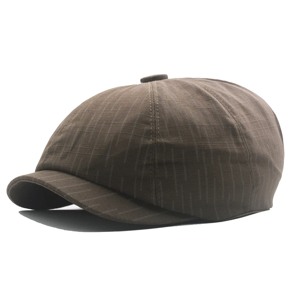 

Fashion Soft Men's Beret Adjustable Spring Autumn Cap Casual Brim Octagonal Hat