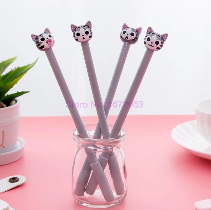 500 шт./лот 0 5 мм новое прибытие милый сыр кошка гелевая чернильная ручка рекламный