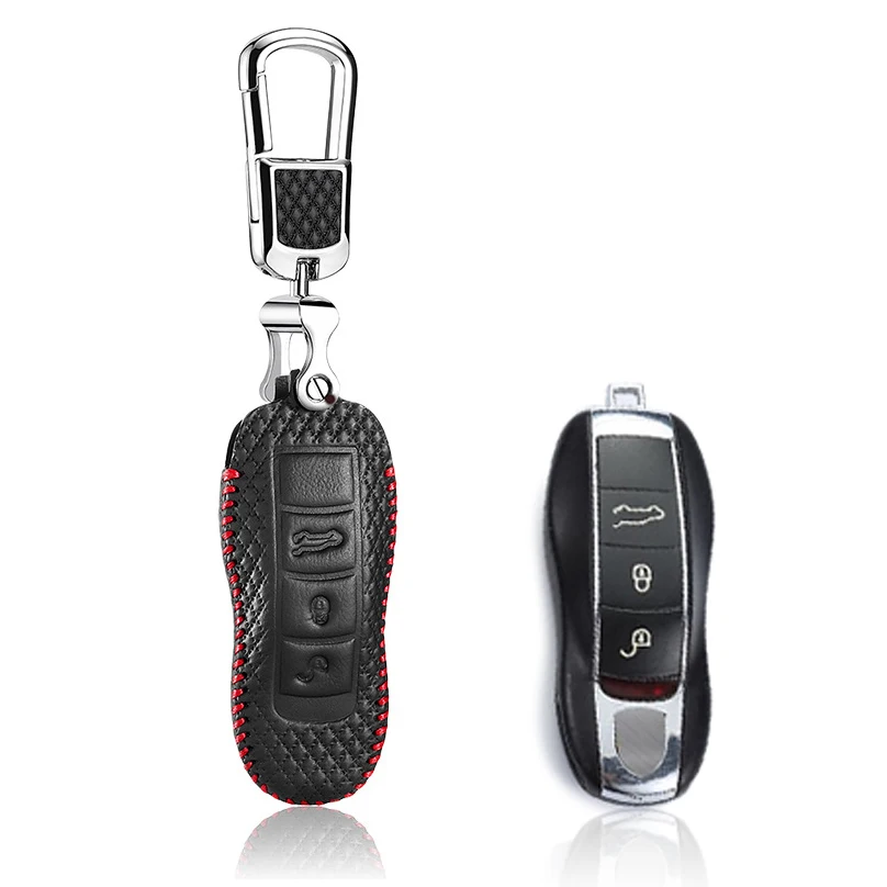 Чехол для ключа Porsche 911 Macan 2014-2017 Panamera 2010-2016 Cayenne 2011-2016 кожаный чехол автомобиля