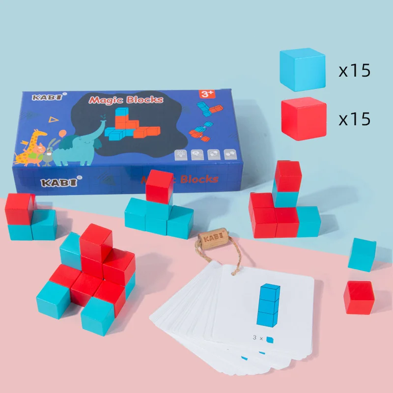Деревянная игрушка Монтессори для детей, образовательный 3D-пазл для обучения мышлению, кубики Пикси, пространственные дошкольные подарки д... от AliExpress WW