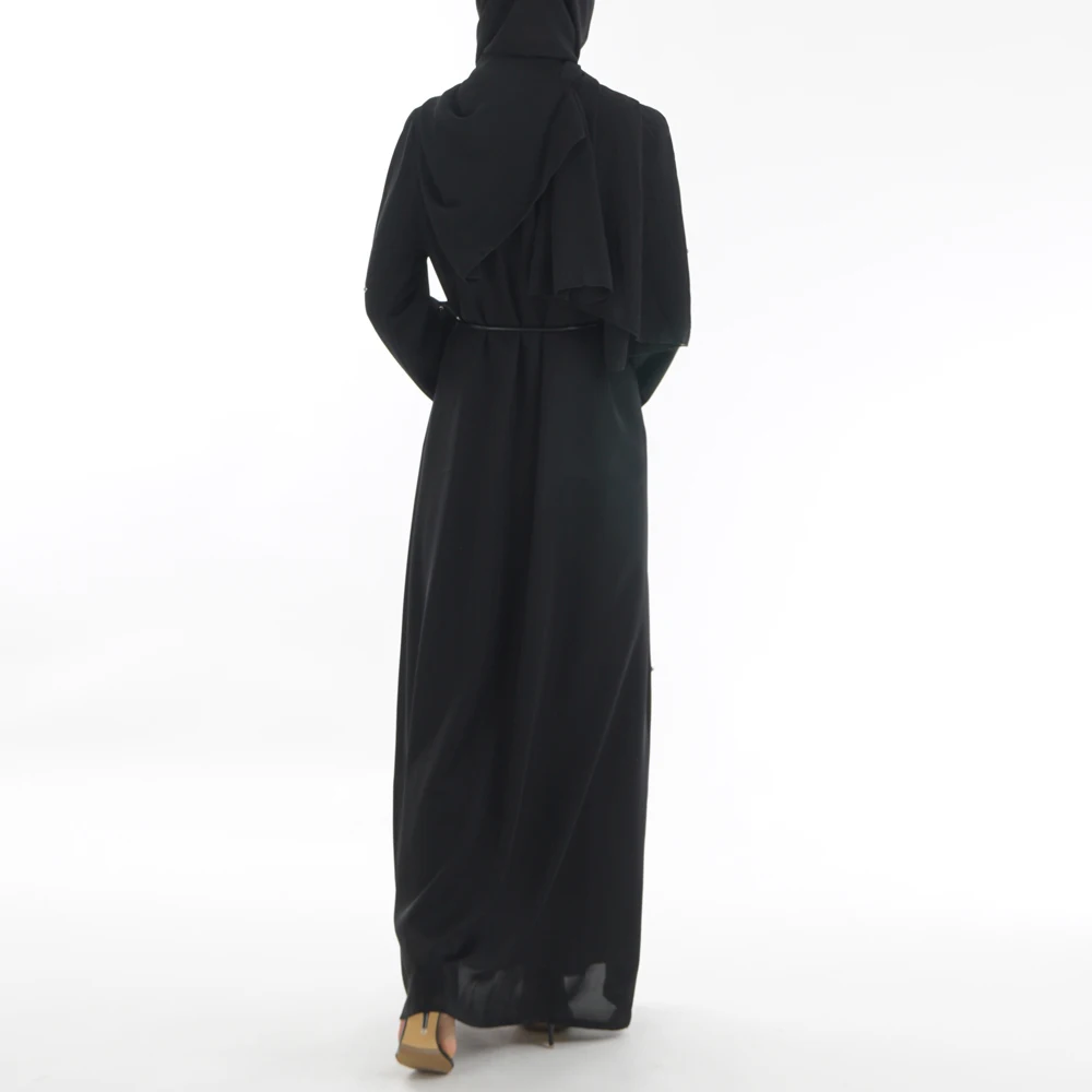 Женское платье с длинным рукавом abaya черное жемчугом и бусинами|Мусульманская