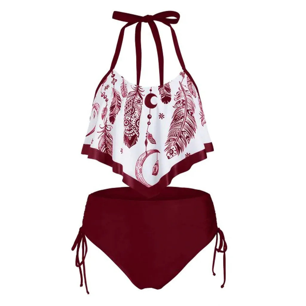 Женский комплект бикини пуш-ап с высокой талией купальный костюм из двух