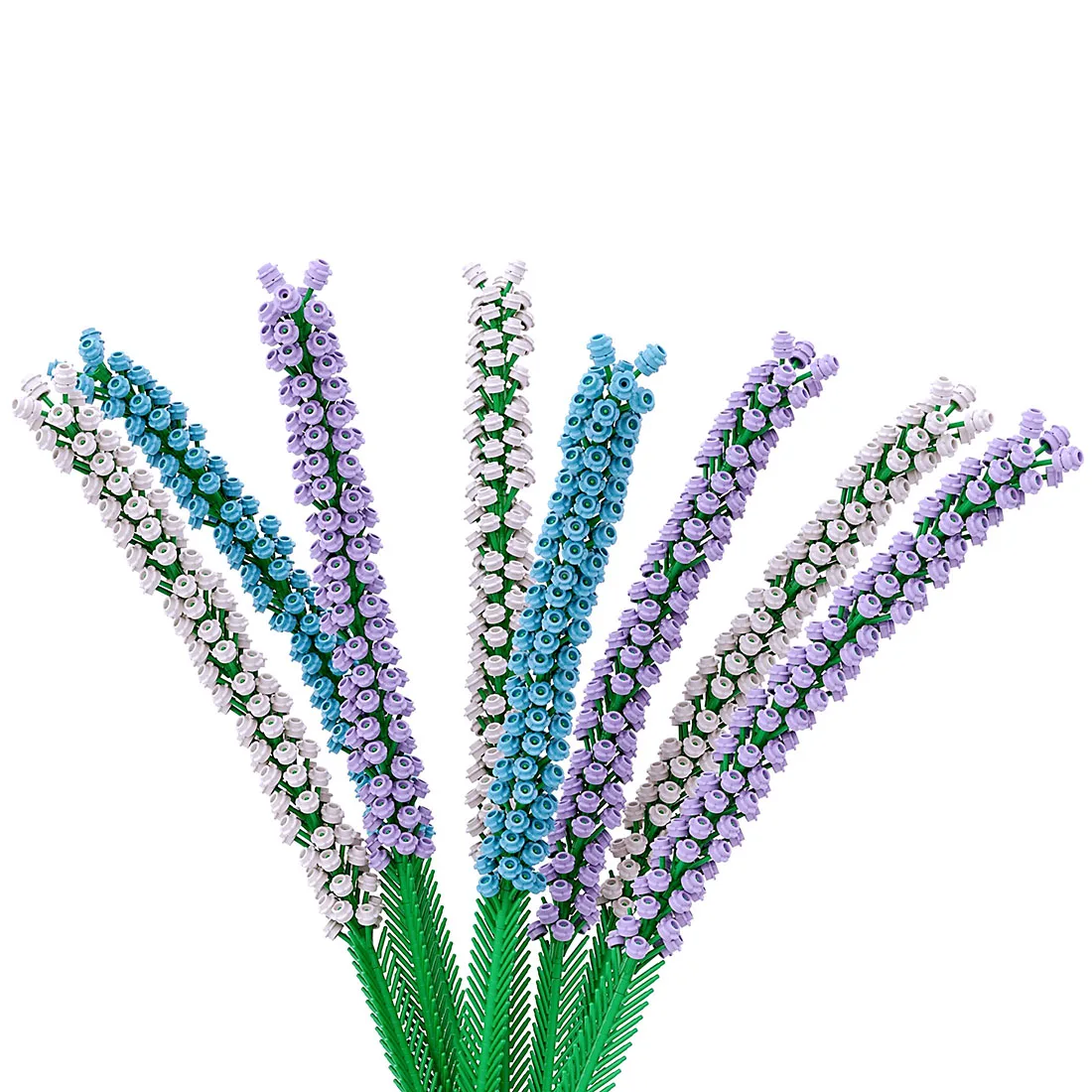 

1540Pcs 8 Bouquets Lavender Bricks DIY Small Particle Building Block Model MOC Toy - White + Blue + Purple (No Vase Blocks Kit)