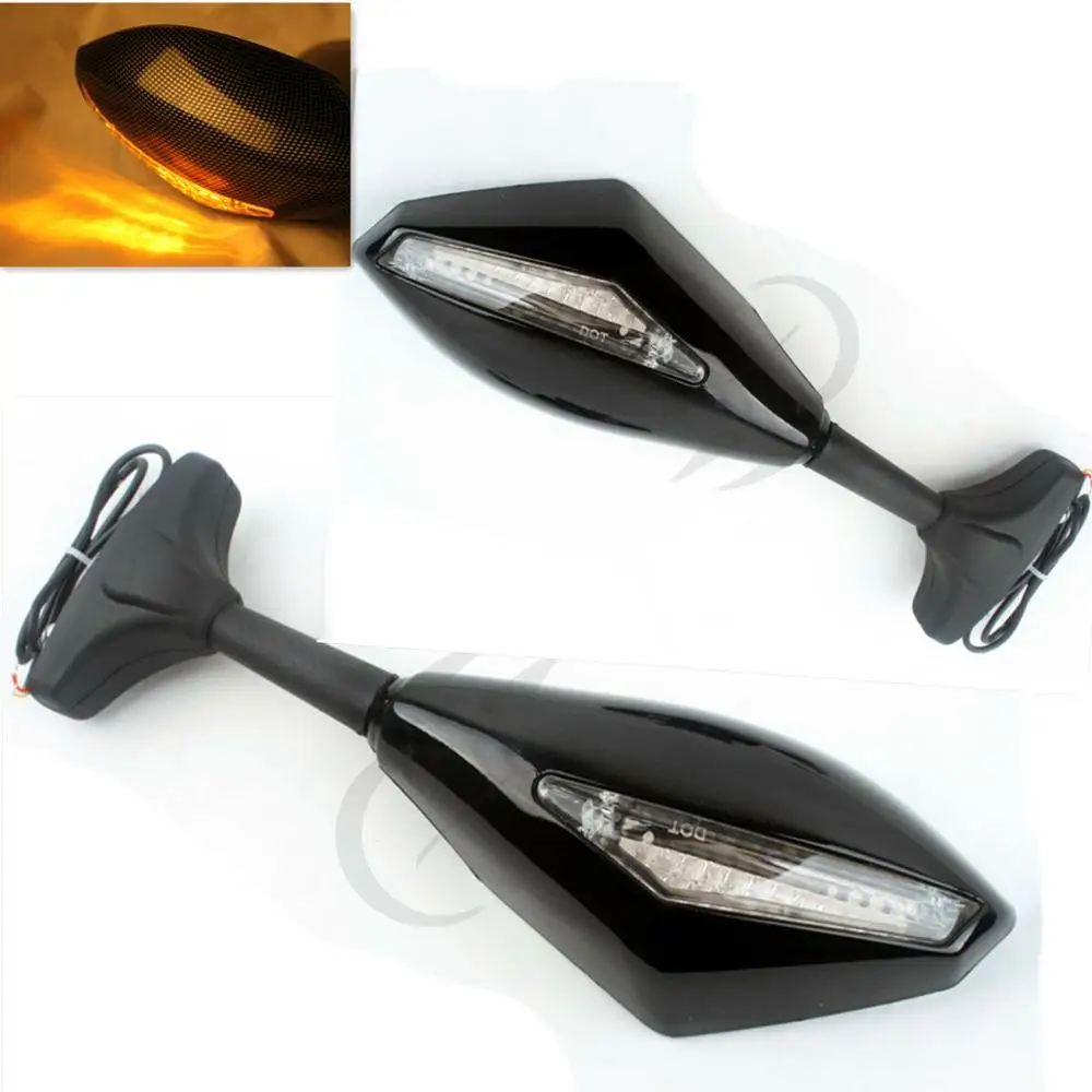 Motorcycle Left Right Black Rear View Mirror Led Turn Signal For Honda CBR600F4I 2001-2007 | Автомобили и мотоциклы