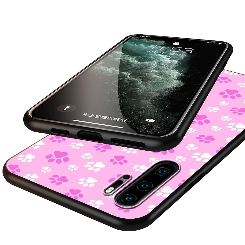 

Cat Dog Paw Silicone Phone Case for Huawei P30 P20 P40 Lite E Pro P Smart Z Plus 2019 P10 P9 Lite Black Cover
