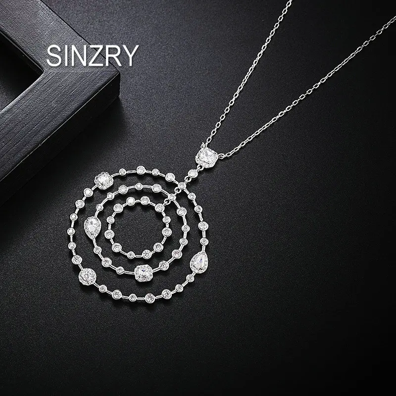 SINZRY новые кубические циркониевые многокруглые Преувеличенные Подвески Ожерелья