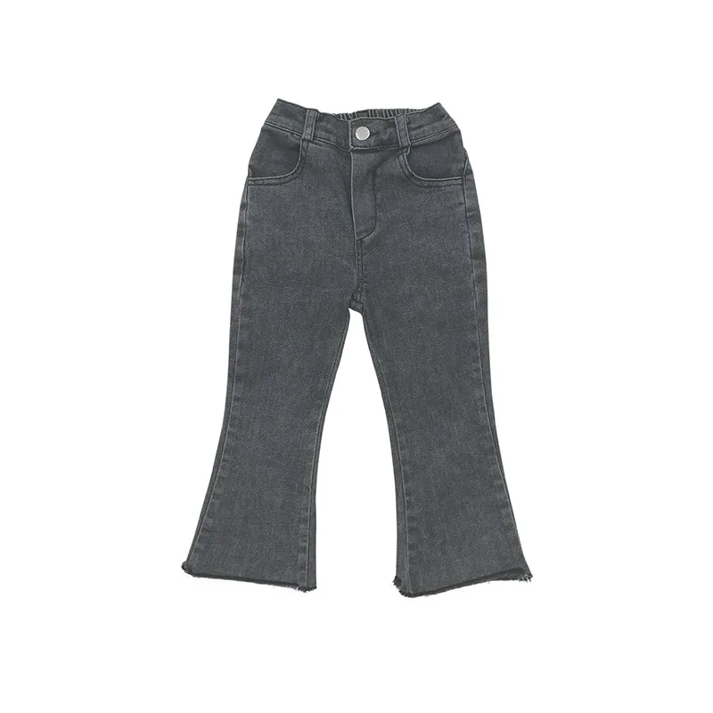 WLG/2 цвета весенние джинсы для девочек детские небесно голубого и черного модные