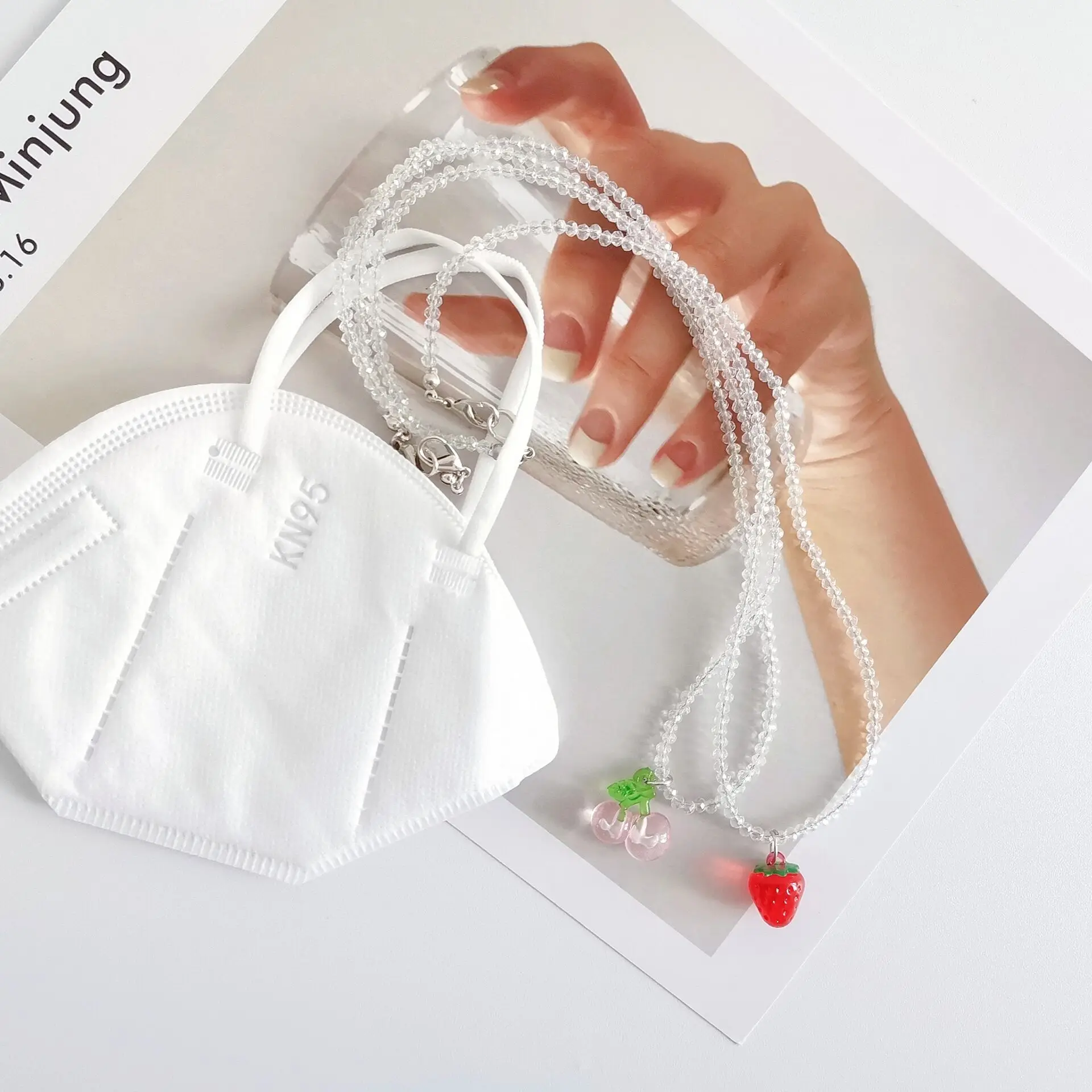 

New small fresh cartoon fruit acrylic lanyard necklace glasses chain lanyard