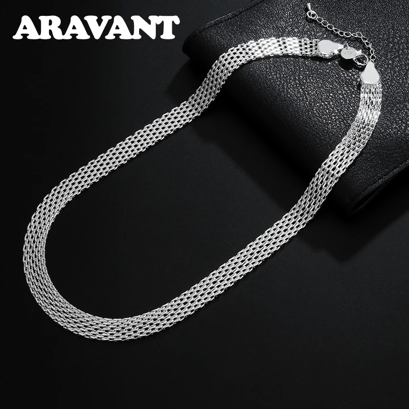 

925 Silver Braided Chain Necklace For Men Women Fashion Jewelry