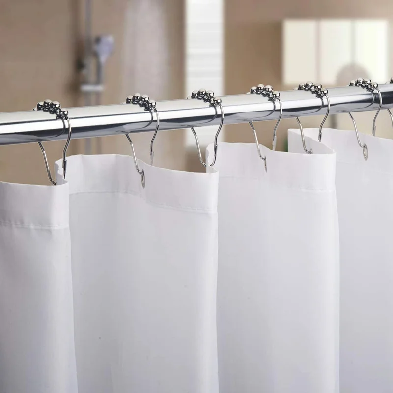 

12pcs Curtain Hooks Bath Rollerball Shower Curtain Rings Hooks Rustproof shower curtain hoist hook Bathroom Accessories