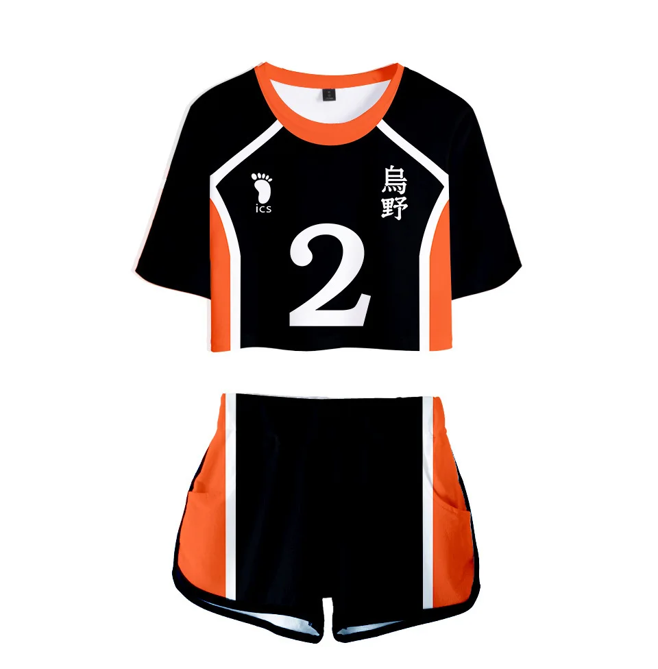 

Anime Haikyuu Tracksuit Women Two Piece Set Top and Shorts Hinata Shoyo Kageyama Tobio Cosplay Costumes Fashion Print Casual 3D