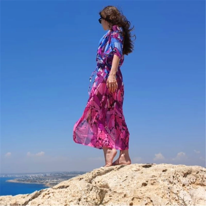 Женский купальник парео Пляжное Платье накидка размера плюс с фиолетовым