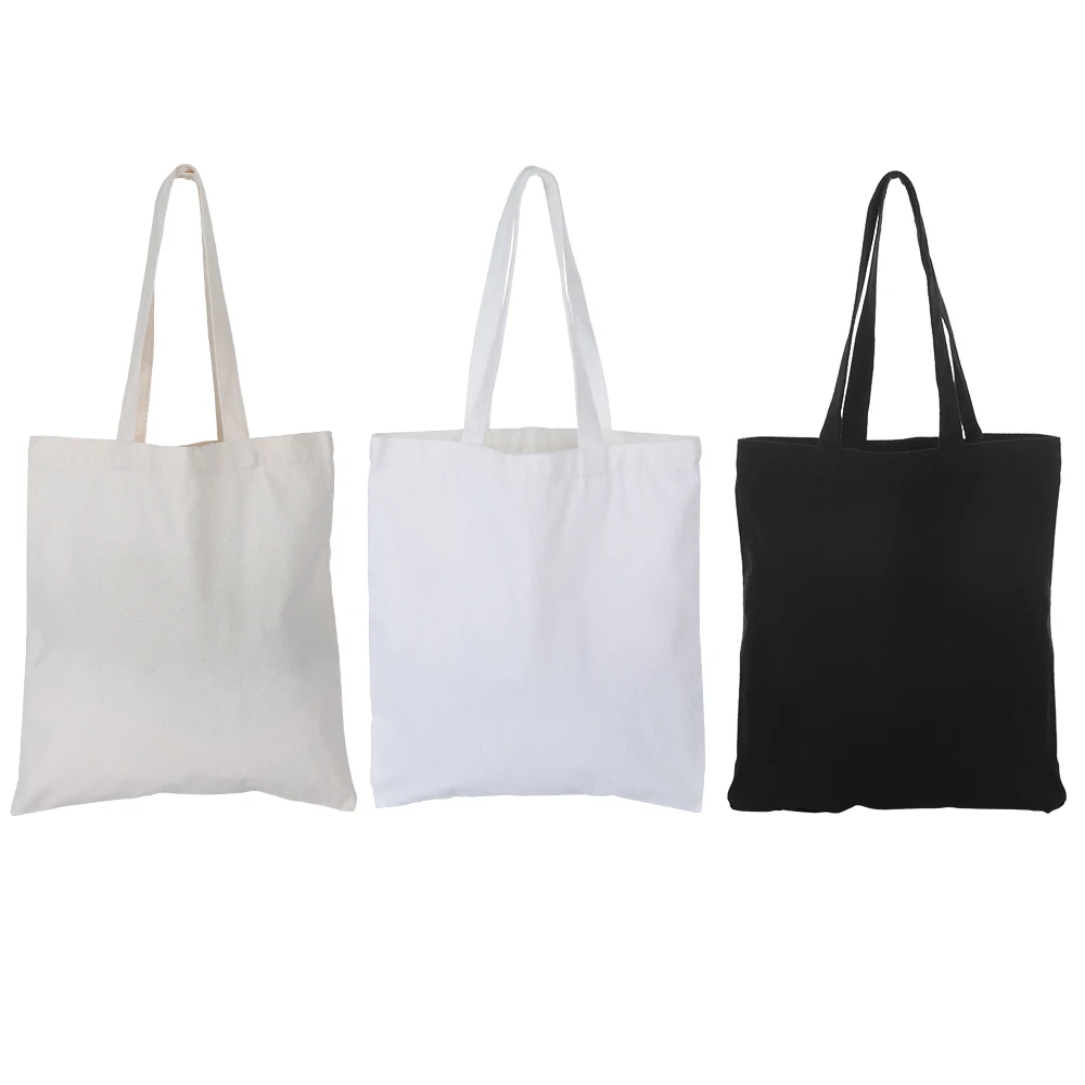 Bolso de mano de franela de algodón y lino, bolsa ecológica de lona para compras, color blanco o