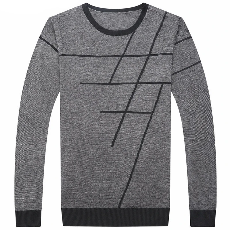 Мужской свитер повседневный Полосатый пуловер с круглым вырезом Мужская одежда