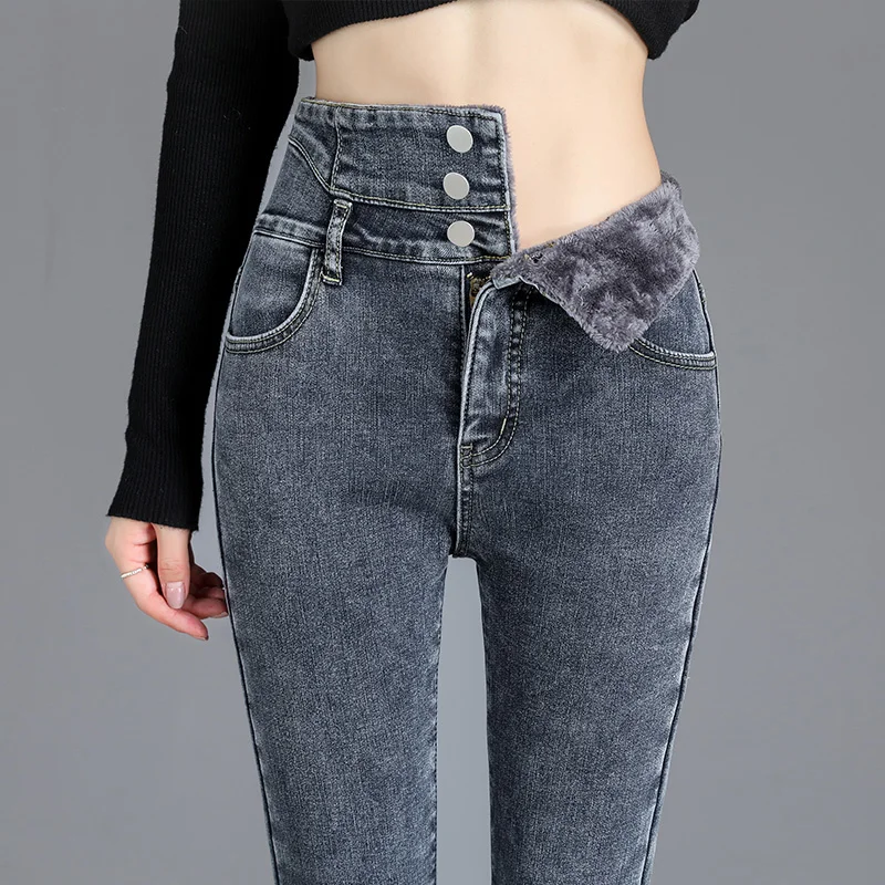 

High quality thick winter, high-waist, warm-waisted, thin brim pants, women stretched, pencil pusher, casual velvet breeches,