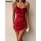 Gtpdpllt вельветовые платья на одно плечо для женщин, пикантное облегающее женское уличное платье без рукавов с открытой спиной на бретелях-спагетти с металлической цепочкой